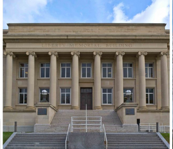 Three photos of the Liberty Memorial Building